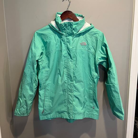 The North Face Girls Resolve Hooded Rain Jacket Mint Green Zip Sz XL (18) Spring - Picture 5 of 16